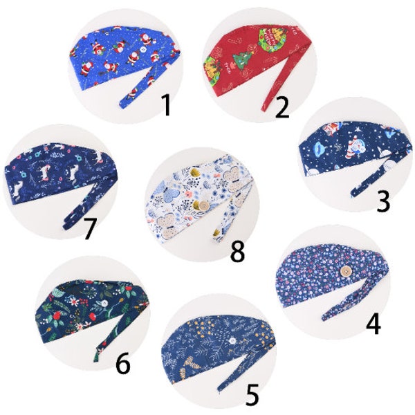 Cute Scrub Cap, Surgical Cap with Buttons, Floral Scrub Cap, Vet Hat, Strawberry|Butterfly|Dogs Pattern, Cotton Fabric, Nurse Gift