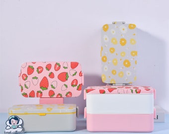 Cute Lunch Box, 700ml Single Layer/1400ml Double Layer Stainless Steel Liner Lunch Box, Fruit Bento Box Container, Valentine's Day Gift