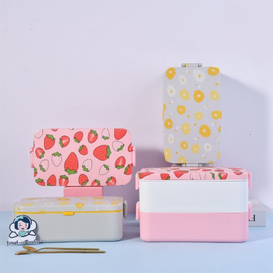 Kawaii Lunch Box For Kids School Adults Office Wheat Straw Cute