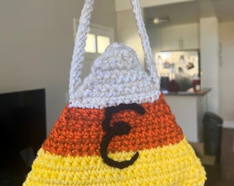 Candy Corn Trick or Treat Bag Crochet PDF Pattern – Easy Halloween Beginner Tote DIY