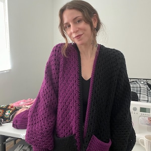 Handmade Crochet Spooky Split Hexi Cardigan