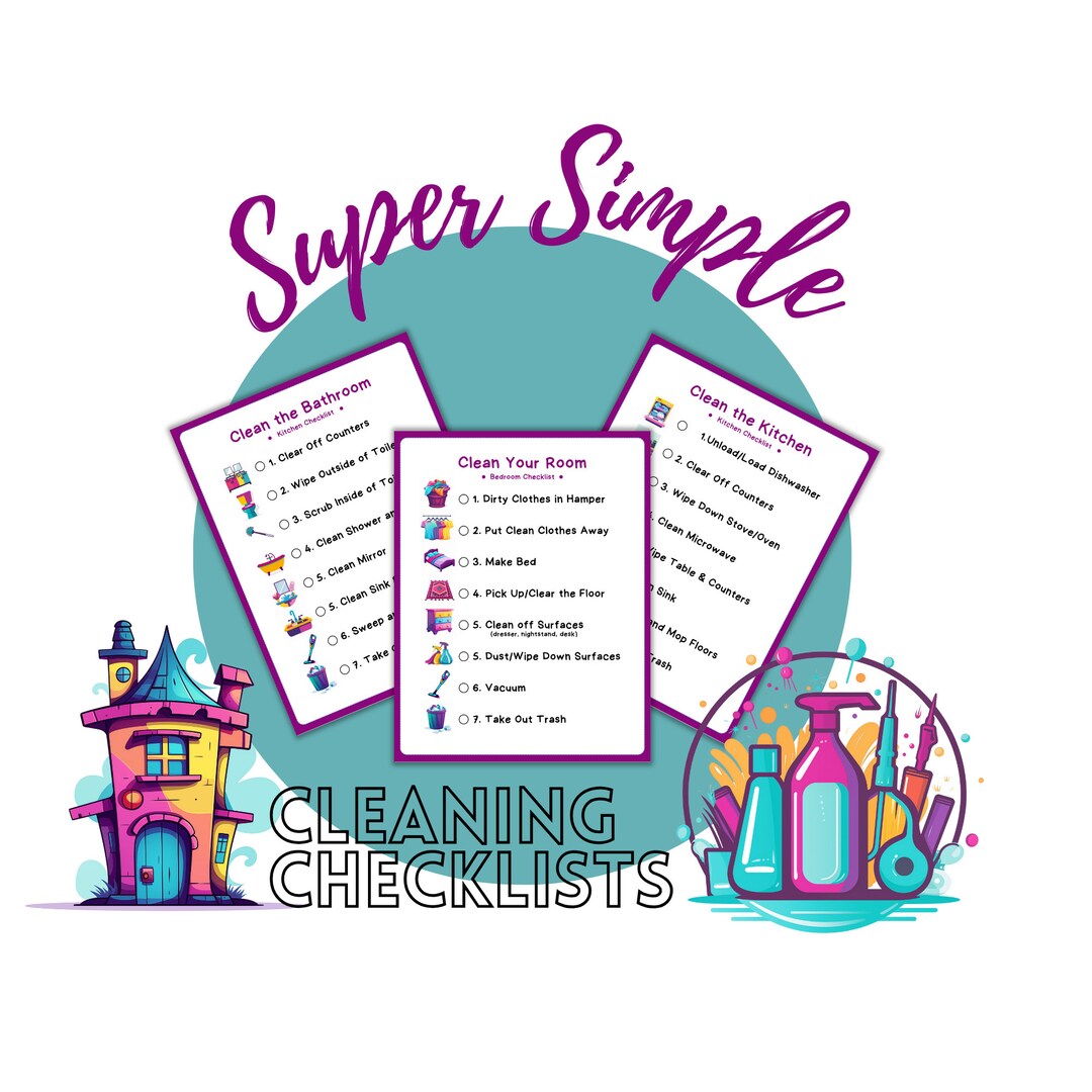 Printable House Cleaning Checklist for Kids, Bedroom Cleaning Checklist ...