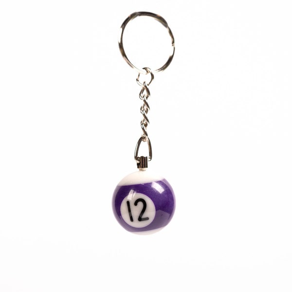 12 Purple Pool Ball keychain-8 Ball Keychain-#12 pool ball-Billiards-magical 8 ball keychain-Realistic Pool ball-gifts for anyone-gifts