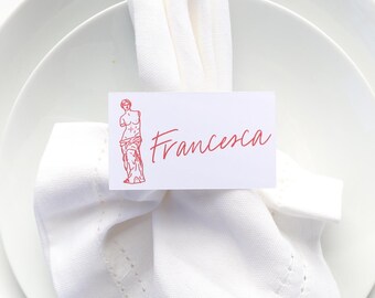 Personalized Italian Renaissance Folded Place Cards: Bust Classical Wedding Dinner Party Name Tags