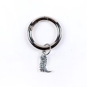 Teeny Tiny Cowboy Boot Keychain-Boot Charm -Purse Charm-Cowboy accessories-Cowgirl boot keychain-Western-Antique - Silver Keychain