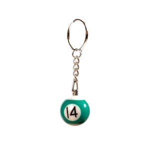 14 Green Pool Ball keychain-#14 pool ball-Billiards-magical 8 ball keychain-Realistic Pool ball-gifts for anyone-gifts-8 Ball Keychain