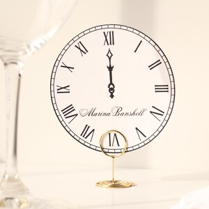Personalized Clock Name Place Cards: Timeless Wedding, Bachelorette Party Name Tags