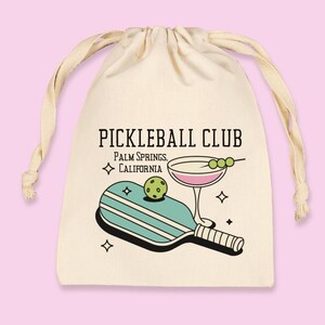 Pickle Ball Personalized Drawstring Bag: Palm Springs Miami Party Favor Kit