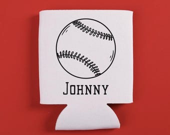 Baseball Name Personalized Can Coolers - Little League Team Drink Sleeves - Sports Party Favors