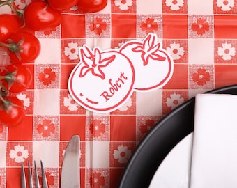 Personalized Tomato Place Cards: Italian Wedding, Garden Party Name Tags