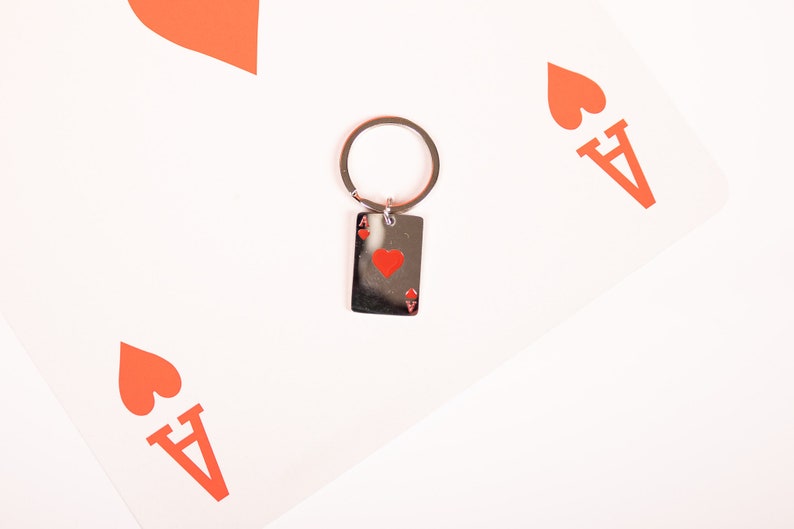 Mini Ace of Hearts Card Keychain Playing Card Charm purse Charm Poker