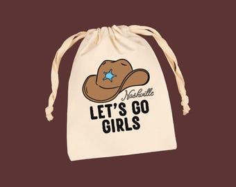 Personalized Drawstring Bag: Nashville Let's Go Girls Cowboy Hat Party Favor