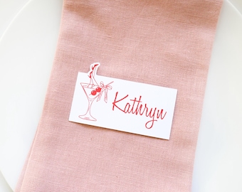 Personalized Cocktail Girl Name Flat Place Cards: Bachelorette Elegant Dinner Party Name Tags