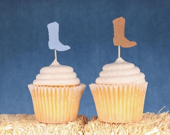 Cowgirl Boot Cupcake Topper - Cowboy boot toothpick - Pack of 10