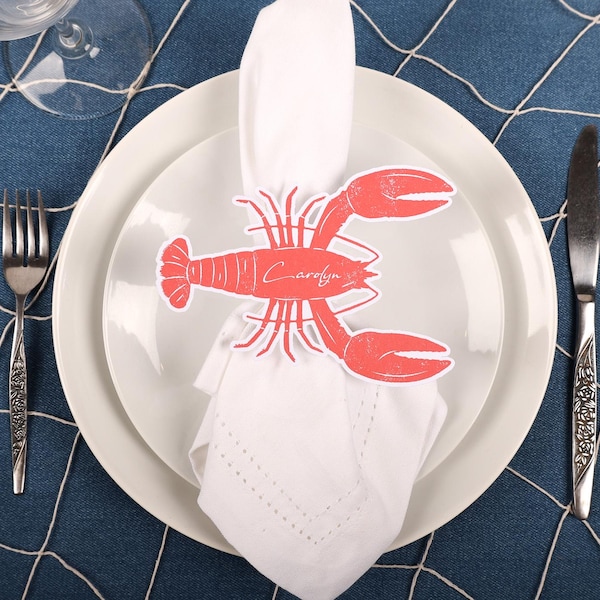 Lobster Place Cards: Coastal Wedding, Nautical Party, Seafood Dinner