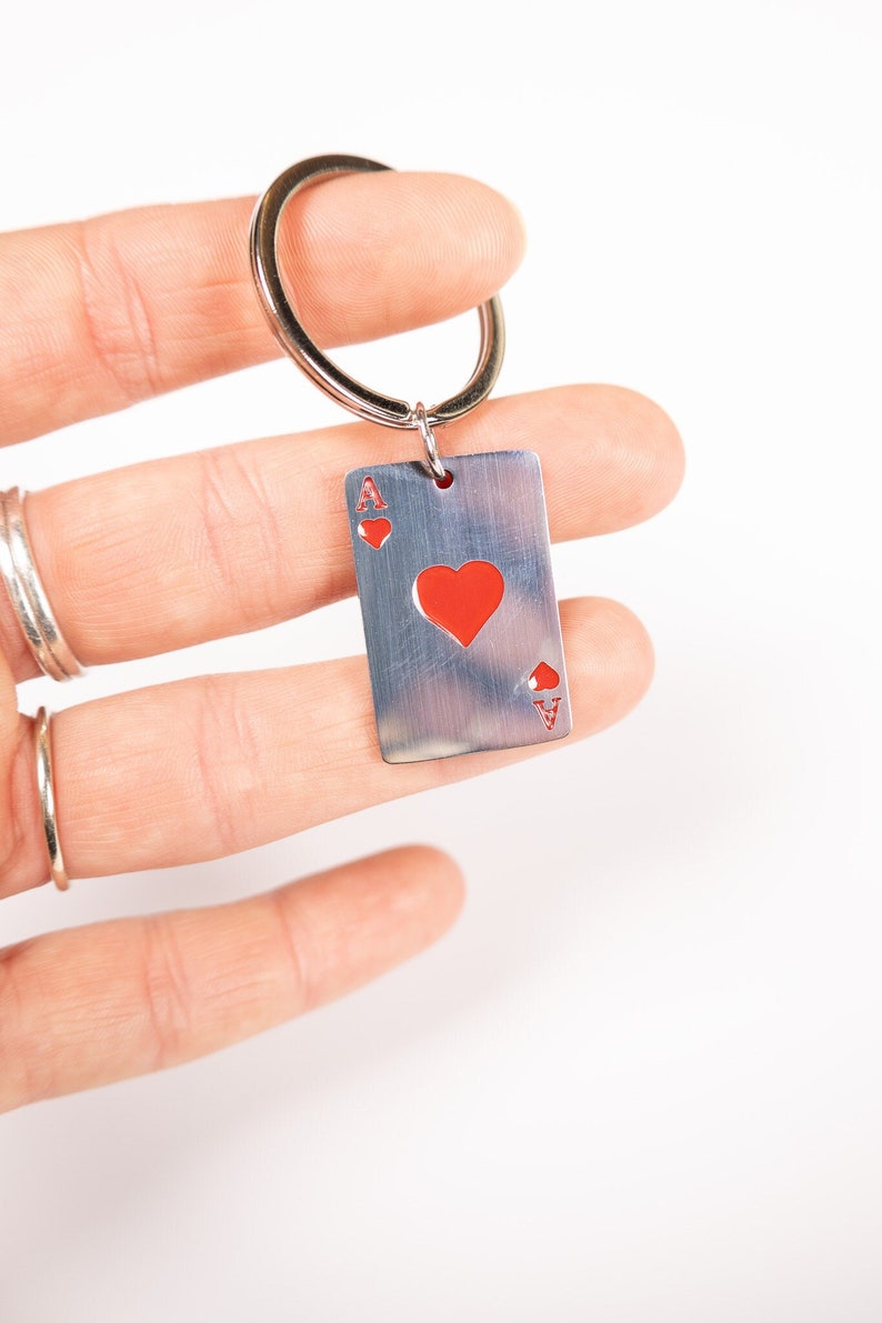 Mini Ace of Hearts Card Keychain Playing Card Charm purse Charm Poker