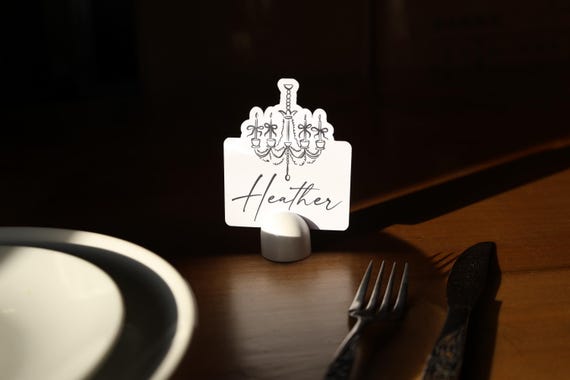 Personalized Chandelier Place Cards: Elegant Dinner Party Name Tags