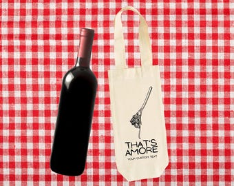 Personalized That's Amore Welcome Gift Wine Event Wine Tote Bag: Custom Italian Wine Party Gift Bags -