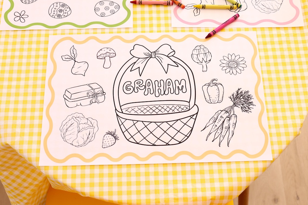 Fruit & Vegetable Coloring Page, Personalizable Spring Worksheet Paper ...