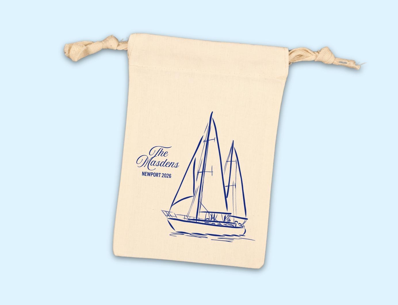 Boat Personalized Drawstring Bag: Custom Nautical Wedding Party Favor ...