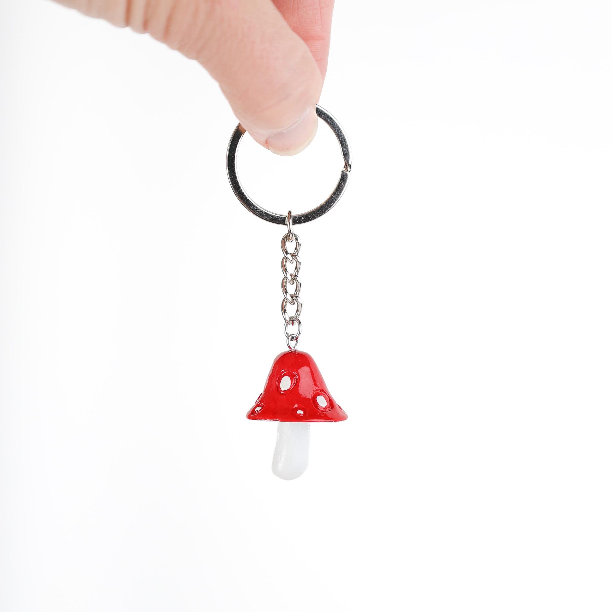 Red Mushroom Keychain-Lucky Mushroom -Purse Charm-Flower accessories -magic mushroom-shrooms keychain-cottagecore-Retro Keychain-fairie