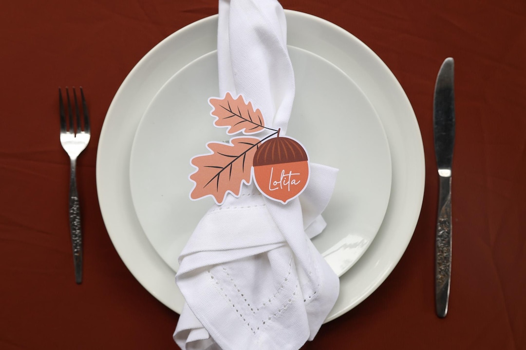 Acorn-fall-table Name Cards–personalized Name Table Place-thanksgiving ...