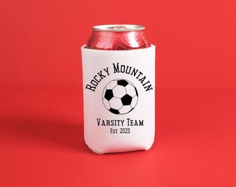 Soccer Team Personalized Can Coolers - Soccer Club Drink Sleeves - Sports Custom Party Favors