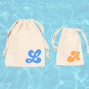 Retro Font Initial Personalized Drawstring Bag: Disco Party Favor Kit