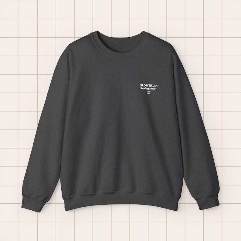 Embroidered Crewneck Sweatshirt | BookTok Reader Literary Society Apparel Dark Heather