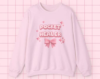 Pocket Healer Gamer Sweater: Cozy Gaming Crewneck for Healers & Support Mains