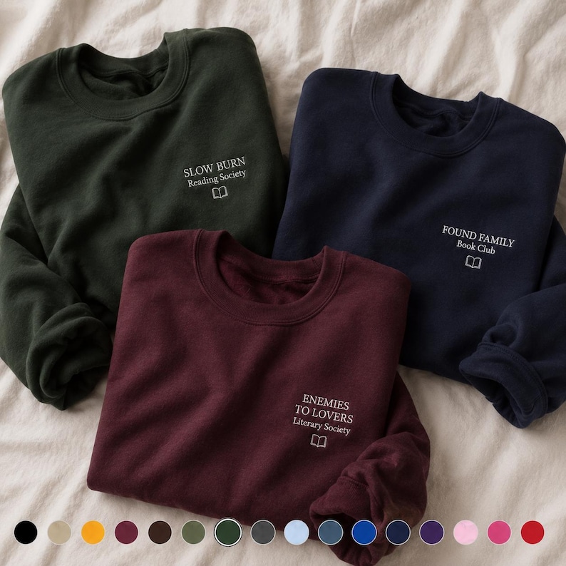 Embroidered Crewneck Sweatshirt | BookTok Reader Literary Society Apparel image 1