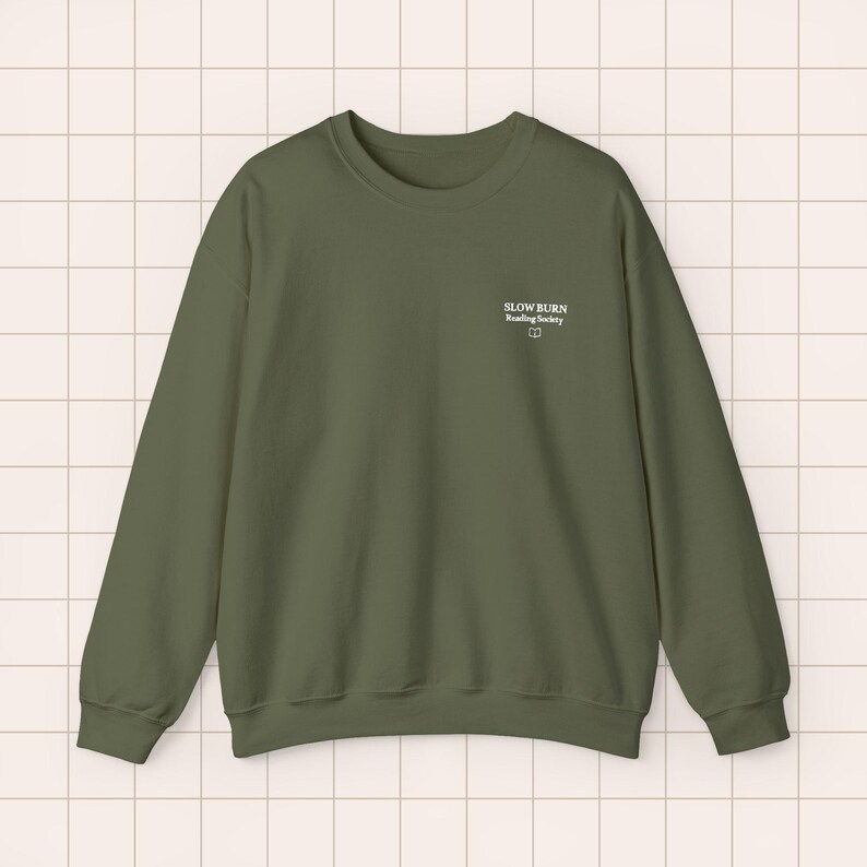Embroidered Crewneck Sweatshirt | BookTok Reader Literary Society Apparel Military Green