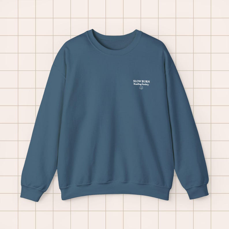 Embroidered Crewneck Sweatshirt | BookTok Reader Literary Society Apparel Indigo Blue