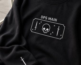 DPS Main Crewneck Sweatshirt | Embroidered Skull Sword Gaming Pullover