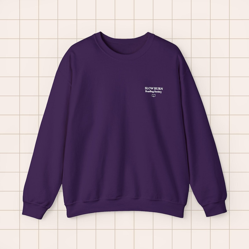 Embroidered Crewneck Sweatshirt | BookTok Reader Literary Society Apparel Purple