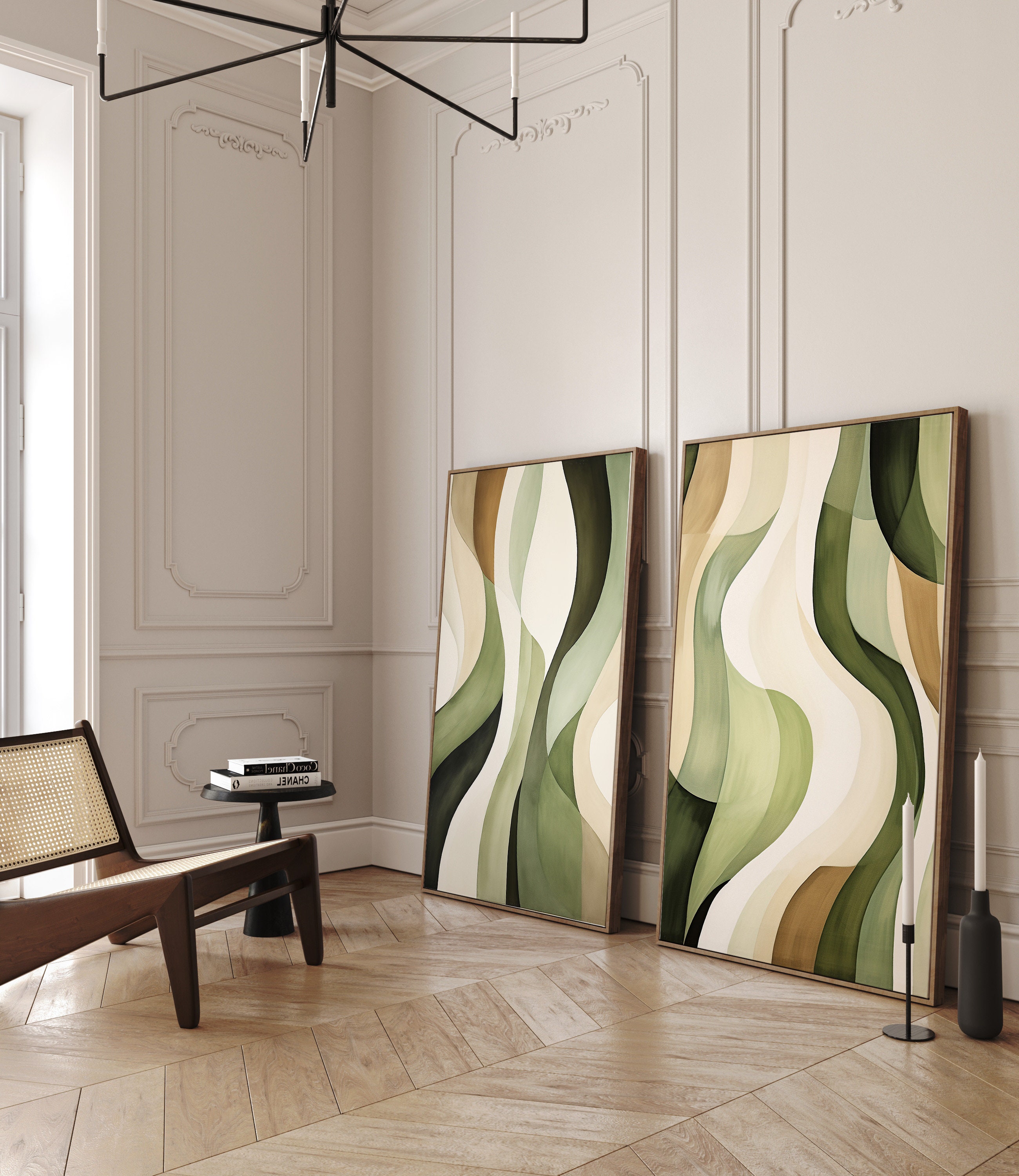 Japandi Wabi Sabi Wall Art Print Set: Sage Green Abstract (digital ...