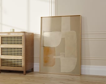 Japandi Abstract Art Print: Beige Textured Wabi Sabi Decor (Digital Download)