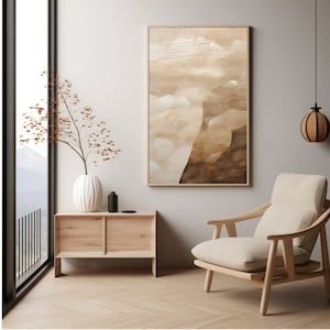 Japandi Textured Abstract Art Print: Beige Brown Wabi Sabi Decor (Digital Download)