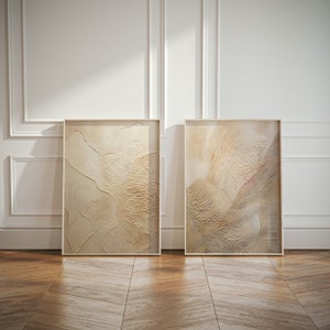 Japandi Wall Art Print - Set of 2 Neutral Beige Cream Textured Artwork - Wabi Sabi - Modern Abstract - Japandi Decor - Zen Digital Download