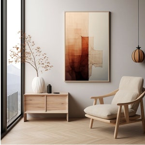 Japandi Wabi Sabi Wall Art Print - Textile Wall Art Burnt Orange Textured Paper Abstract Japanese Artwork- Modern - Japandi Decor Digital