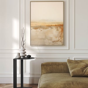 Japandi Beige Wabi Sabi Wall Art Beige Brown Landscape Abstract Painting Large Minimalist Wall Art Textured Painting  Neutral Wall Decor