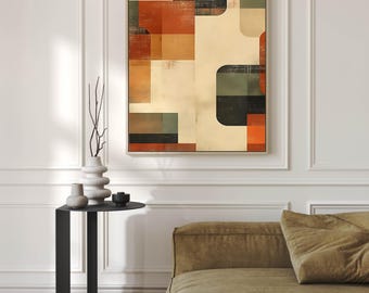 Lámina de arte mural Japandi: Abstracto moderno de mediados de siglo (Descarga digital)