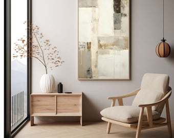 Neutrale Japanse abstracte kunstprint: Wabi Sabi-decor met textuur (digitale download)