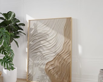Beige Textured Japandi Print: Abstract Seascape Wall Art (Digital Download)
