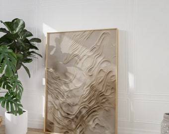 Japandi Abstract Art Print: Beige Textured Wabi Sabi Decor (Digital Download)
