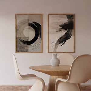 Japandi Wall Art Print - Set of 2 Japanese Artwork - Wabi Sabi - Modern Abstract - Japandi Decor - Zen Digital Download