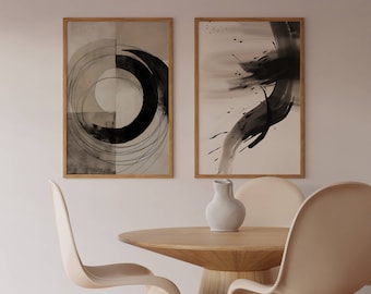 Japandi Art Print Set: Modern Abstract Wabi Sabi Decor (Digital Download)
