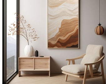 Japandi Abstract Art Print: Brown Beige Textured Wabi Sabi (Digital Download)
