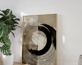 Japandi Abstract Art Print: Modern Wabi Sabi Decor (Digital Download)
