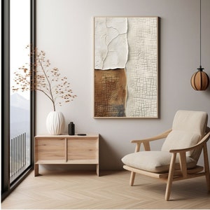 Japandi Wall Art Print - Neutral White Cream Brown Textured Paper Abstract Japanese Artwork - Wabi Sabi - Modern - Japandi Decor Digital